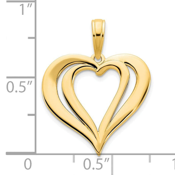 Lovely Rita's Pendants & Charms 14k Yellow Gold Textured Back Polished Finish Women's Fancy Heart in Heart Design Charm Pendant