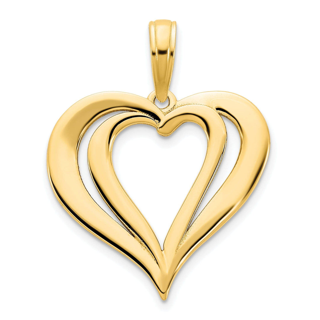 Lovely Rita's Pendants & Charms 14k Yellow Gold Textured Back Polished Finish Women's Fancy Heart in Heart Design Charm Pendant