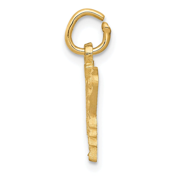 Lovely Rita's Pendants & Charms 14k Yellow Gold Textured Back Solid Brushed Finish Diamond-cut Butterfly Charm Pendant