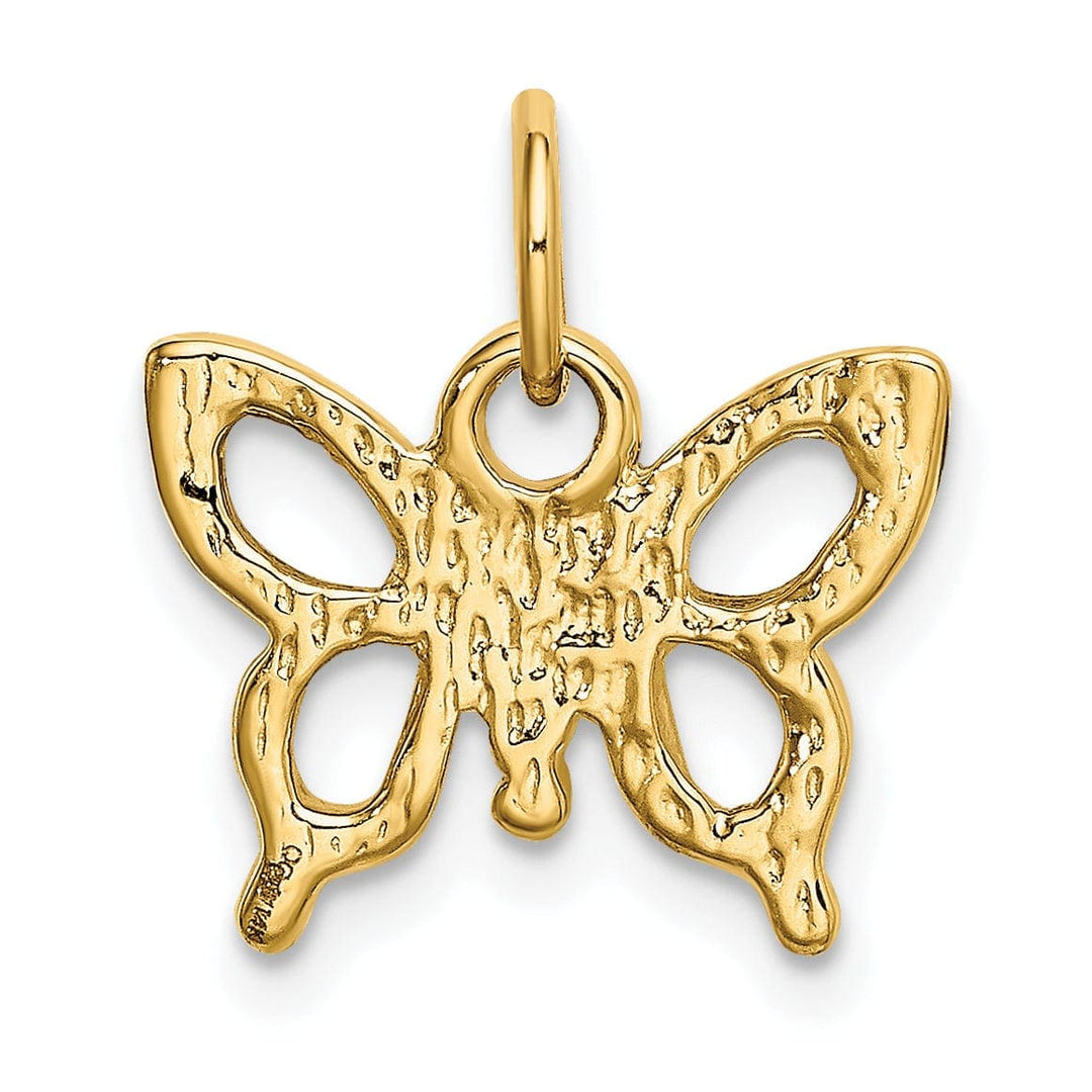 Lovely Rita's Pendants & Charms 14k Yellow Gold Textured Back Solid Polished Finish Butterfly Charm Pendant