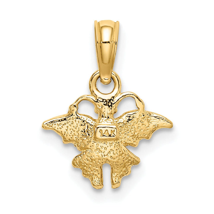 Lovely Rita's Pendants & Charms 14K Yellow Gold Textured Back Solid Polished Finish Enamel Mini Pink Butterfly Charm Pendant