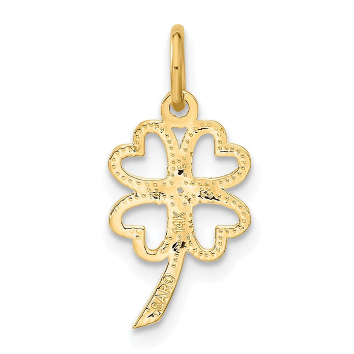 Lovely Rita's Pendants & Charms 14k Yellow Gold Textured Brushed Diamond Cut Finish 4 Leaf Clover Heart Design Charm Pendant