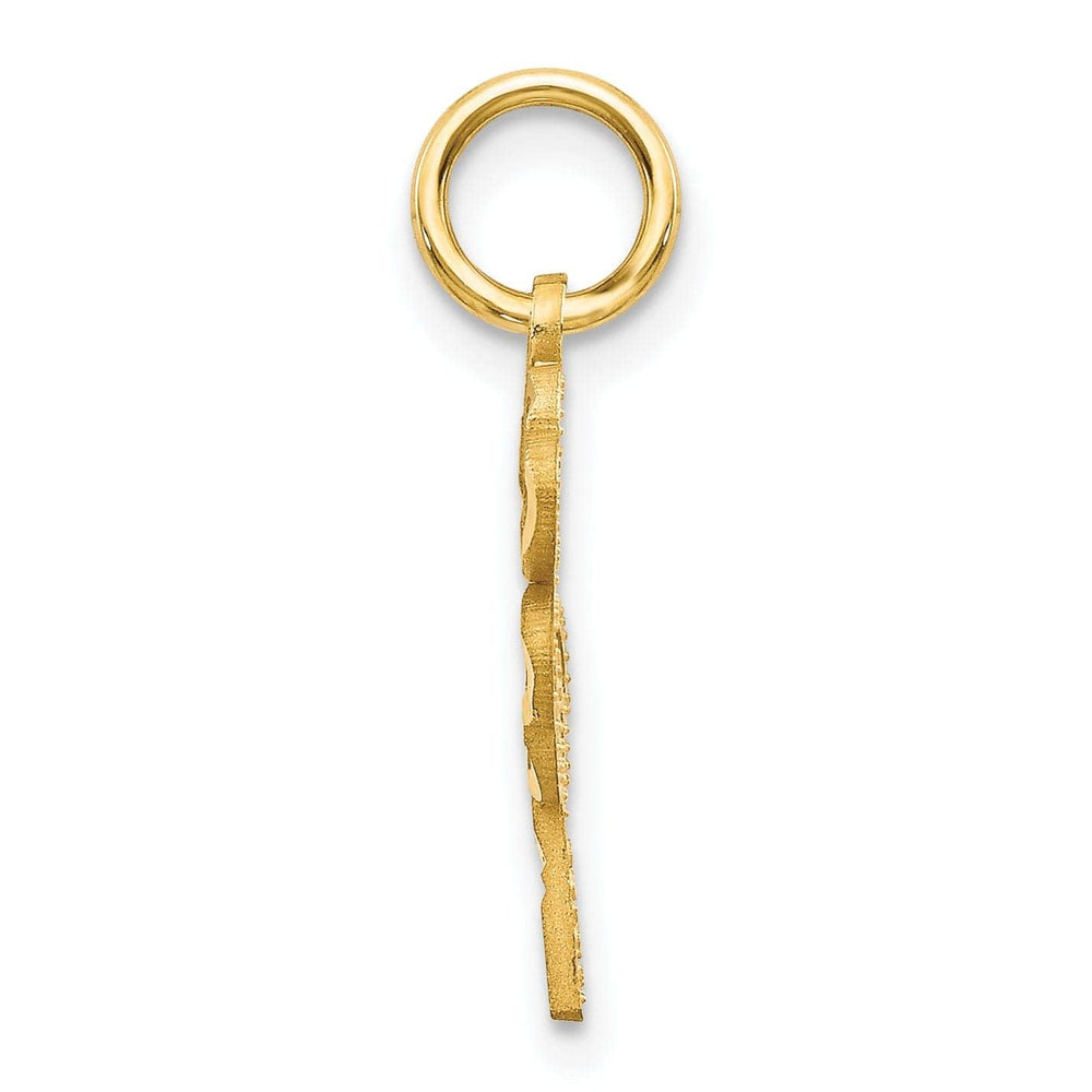 Lovely Rita's Pendants & Charms 14k Yellow Gold Textured Brushed Diamond Cut Finish 4 Leaf Clover Heart Design Charm Pendant