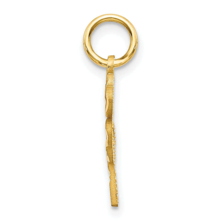 Lovely Rita's Pendants & Charms 14k Yellow Gold Textured Brushed Diamond Cut Finish 4 Leaf Clover Heart Design Charm Pendant