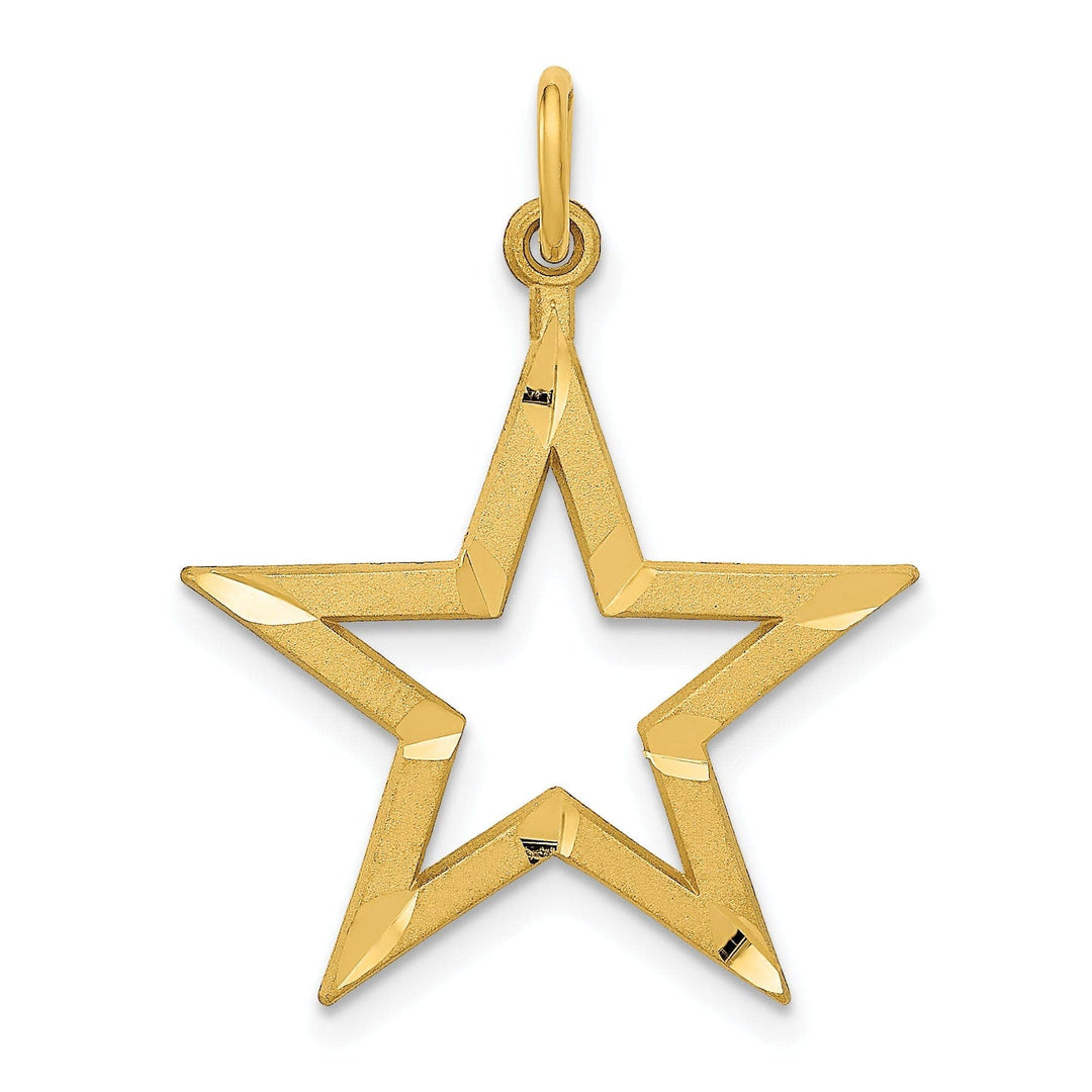 Lovely Rita's Pendants & Charms 14k Yellow Gold Textured Brushed Solid Polish Diamond Cut Finish Star Charm Pendant