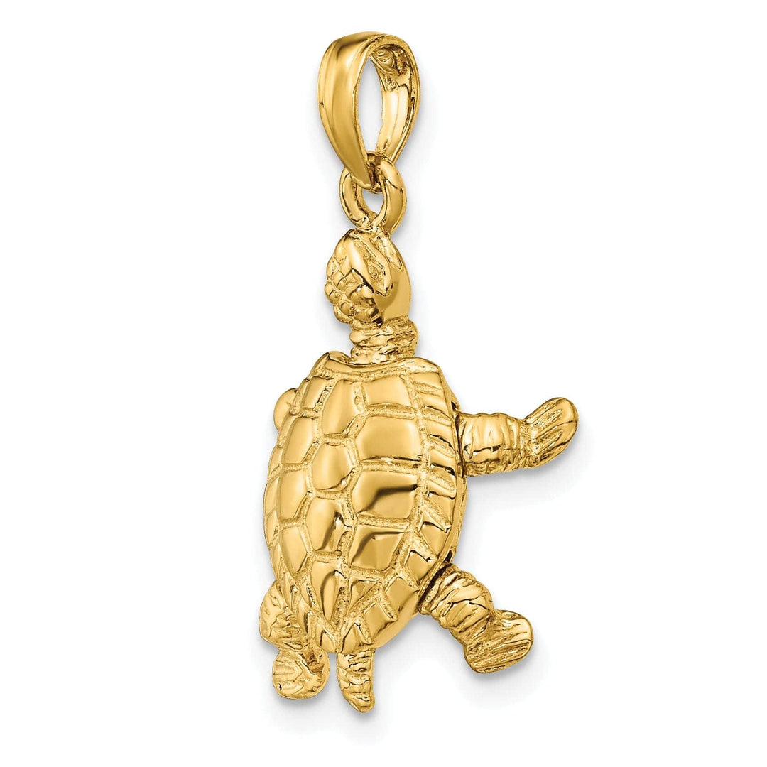 Lovely Rita's Pendants & Charms 14k Yellow Gold Textured Casted Solid Polished Finish 3-D Moveable Men's Turtle Charm Pendant