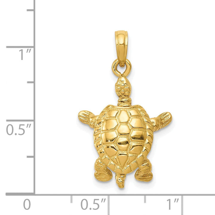 Lovely Rita's Pendants & Charms 14k Yellow Gold Textured Casted Solid Polished Finish 3-D Moveable Men's Turtle Charm Pendant
