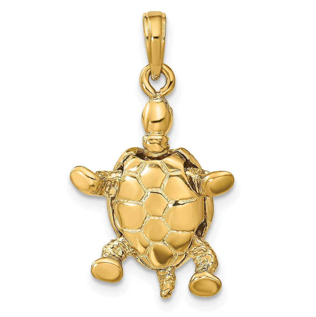 Lovely Rita's Pendants & Charms 14k Yellow Gold Textured Casted Solid Polished Finish 3-D Moveable Men's Turtle Charm Pendant