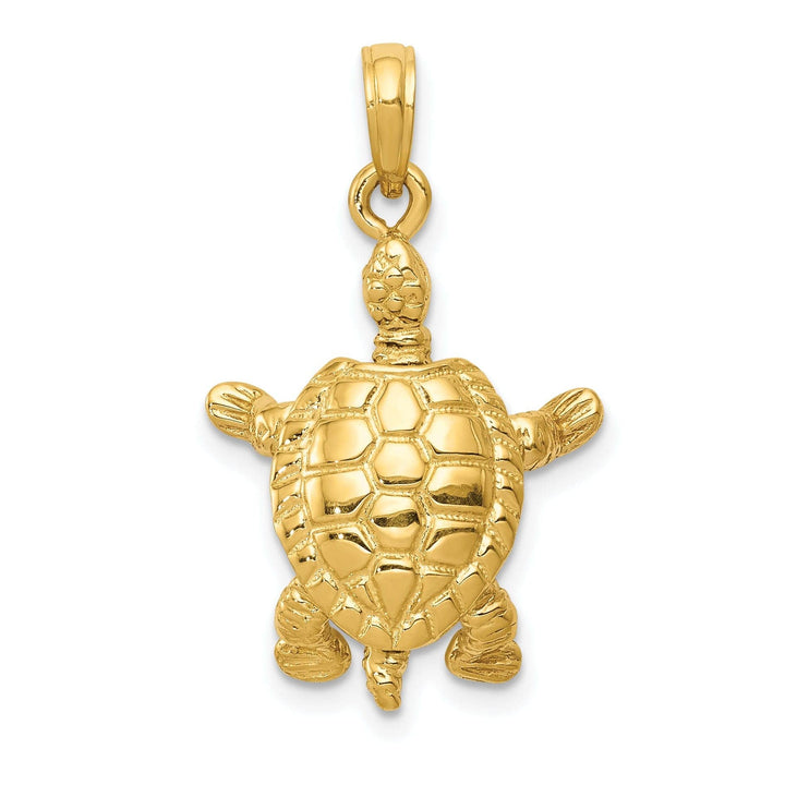Lovely Rita's Pendants & Charms 14k Yellow Gold Textured Casted Solid Polished Finish 3-D Moveable Men's Turtle Charm Pendant