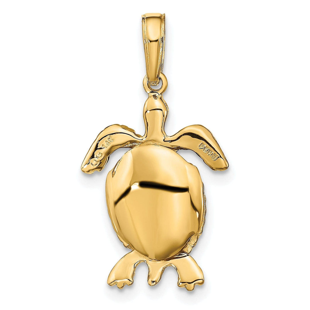 Lovely Rita's Pendants & Charms 14K Yellow Gold Textured Casted Solid Polished Finish 3D Moveable Men's Turtle Charm Pendant