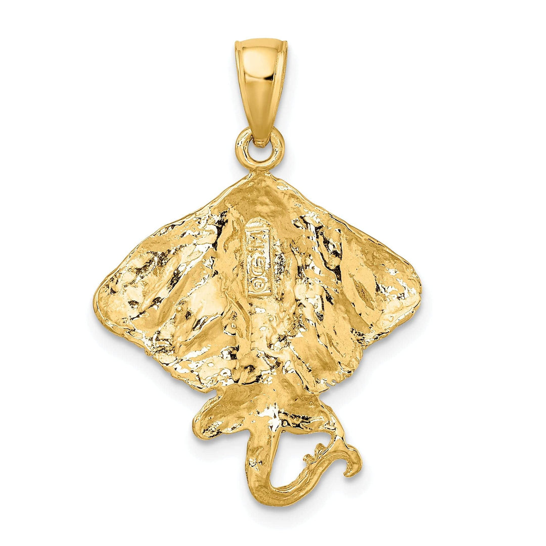 Lovely Rita's Pendants & Charms 14K Yellow Gold Textured Casted Solid Polished Finish Stingray Charm Pendant