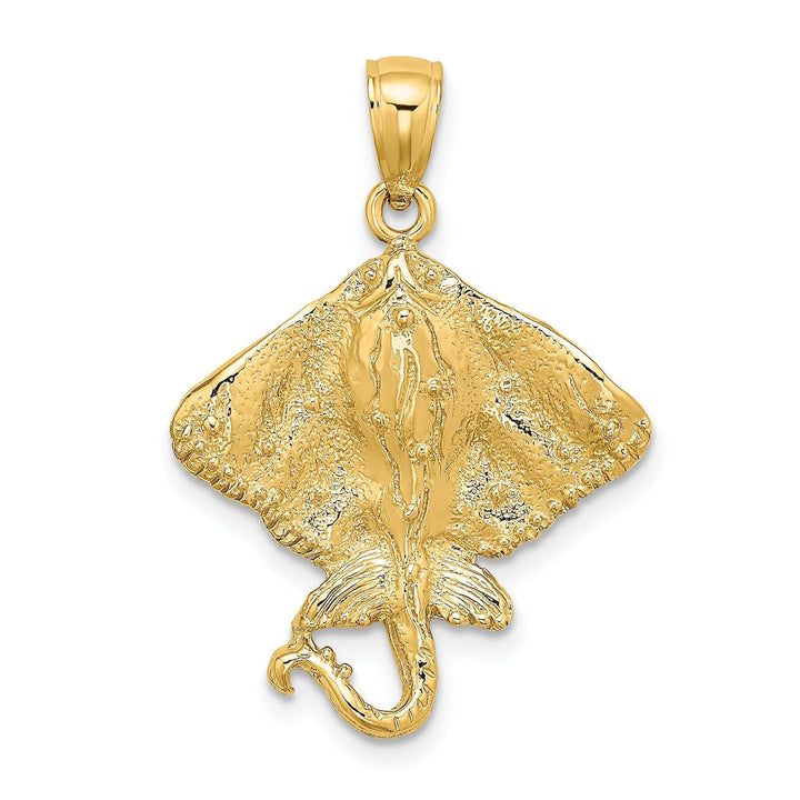 Lovely Rita's Pendants & Charms 14K Yellow Gold Textured Casted Solid Polished Finish Stingray Charm Pendant