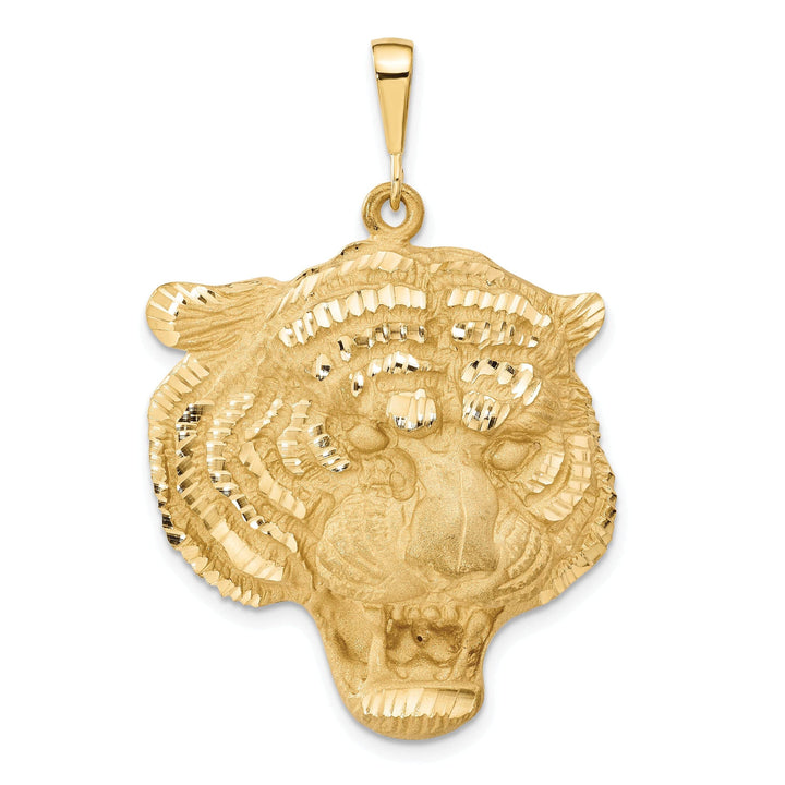 Lovely Rita's Pendants & Charms 14k Yellow Gold Textured Diamond Cut Finish Tigers Head Design Charm Pendant