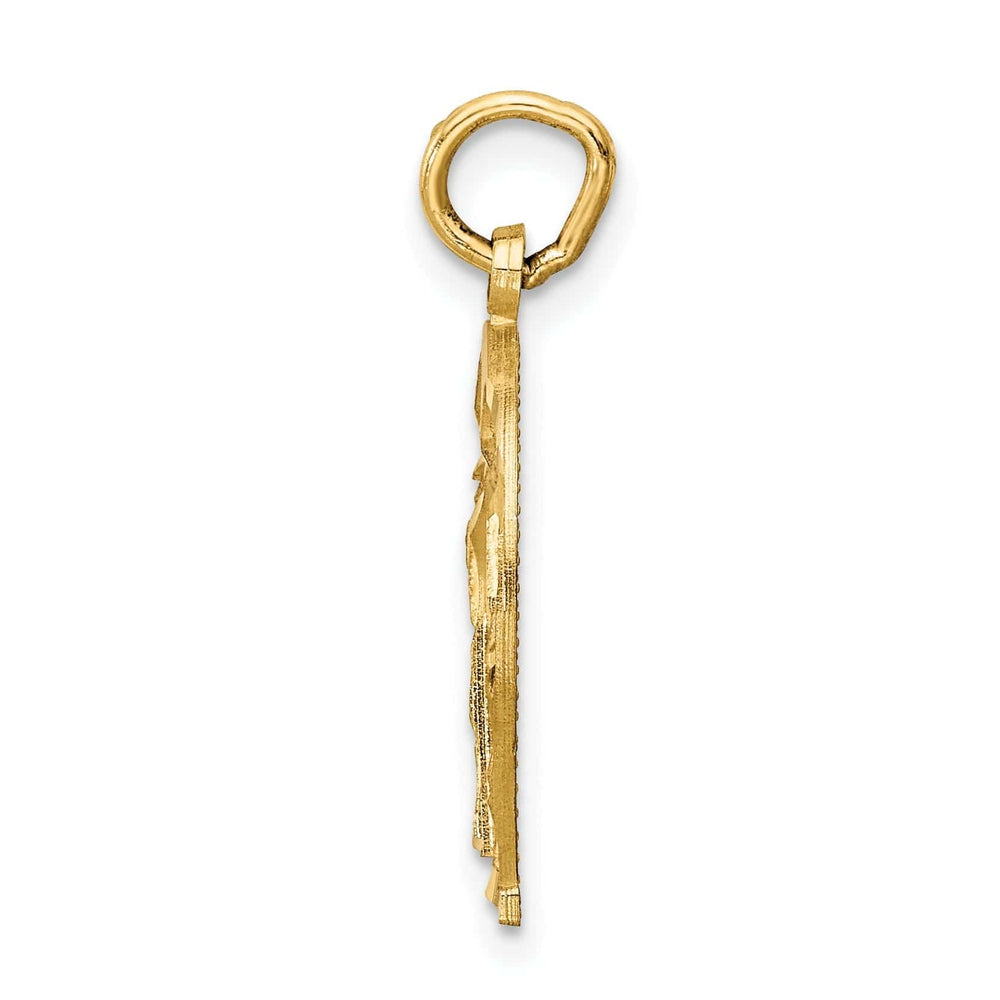 Lovely Rita's Pendants & Charms 14k Yellow Gold Textured Diamond Cut Polished Finish Horseshoe Charm Pendant