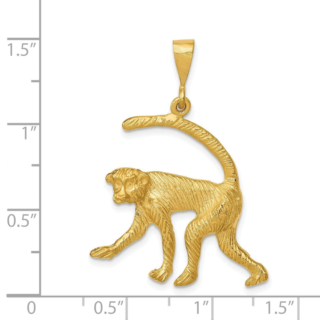 Lovely Rita's Pendants & Charms 14k Yellow Gold Textured Finish Monkey Design Charm Pendant