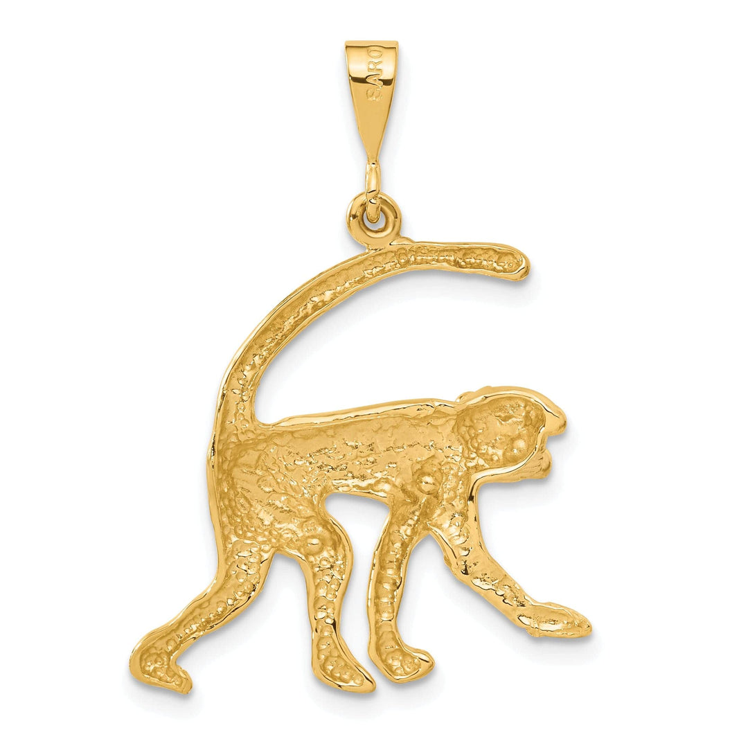 Lovely Rita's Pendants & Charms 14k Yellow Gold Textured Finish Monkey Design Charm Pendant