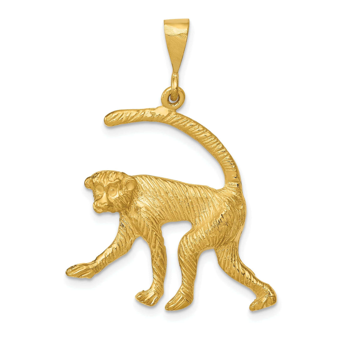 Lovely Rita's Pendants & Charms 14k Yellow Gold Textured Finish Monkey Design Charm Pendant
