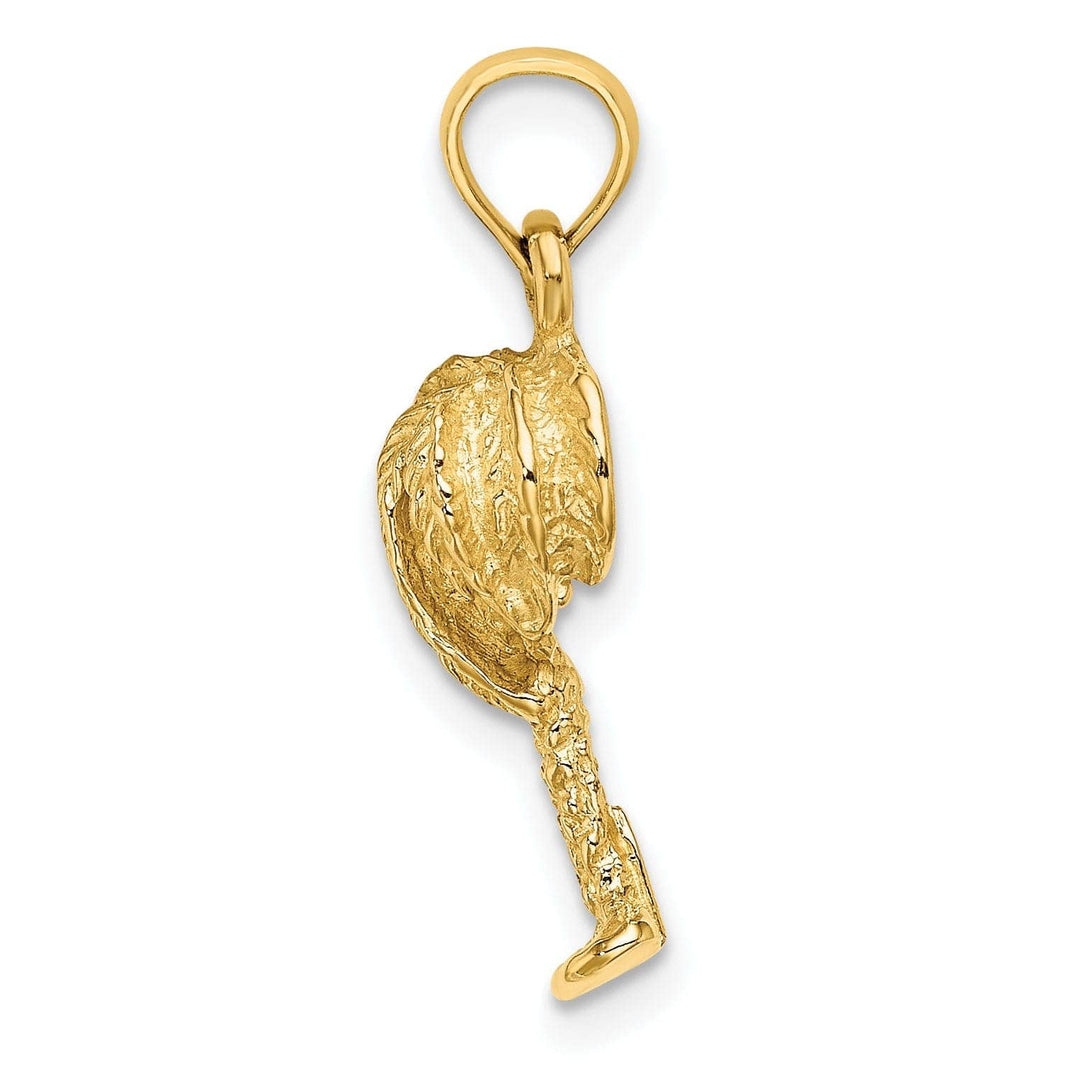 Lovely Rita's Pendants & Charms 14K Yellow Gold Textured Finish Open Back 2-Dimensional Textured Palm Tree Charm Pendant