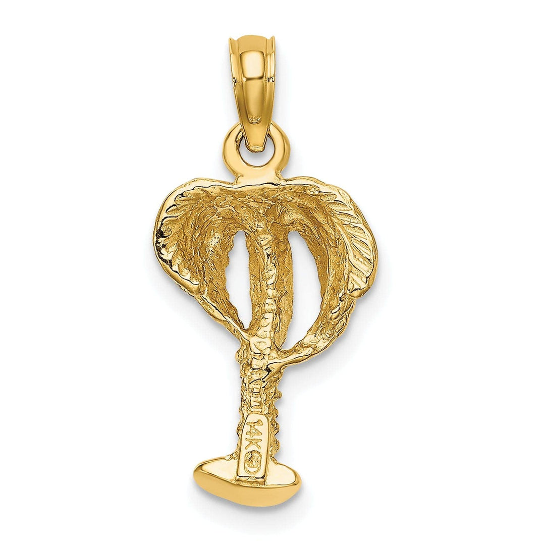 Lovely Rita's Pendants & Charms 14K Yellow Gold Textured Finish Open Back 2-Dimensional Textured Palm Tree Charm Pendant