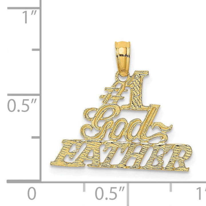 Lovely Rita's Pendants & Charms 14k Yellow Gold Textured Finish Script #1 GODFATHER Charm Pendant
