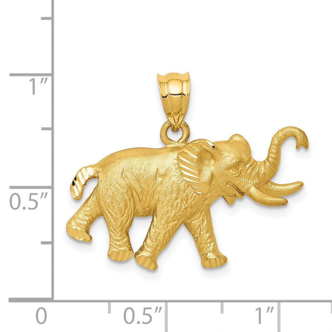 Lovely Rita's Pendants & Charms 14k Yellow Gold Textured Finish Solid Mens Elephant With Tusk Charm Pendant