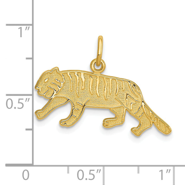 Lovely Rita's Pendants & Charms 14k Yellow Gold Textured Finish Tiger Charm Pendant