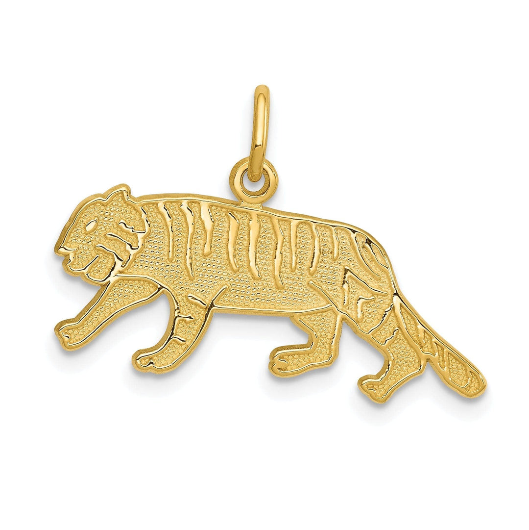 Lovely Rita's Pendants & Charms 14k Yellow Gold Textured Finish Tiger Charm Pendant