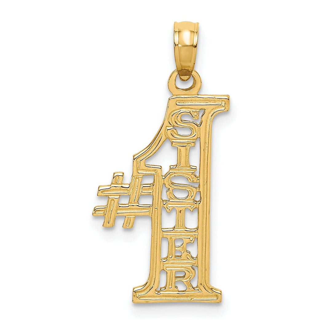 Lovely Rita's Pendants & Charms 14k Yellow Gold Textured Finish Vertical Design #1 SISTER Charm Pendant