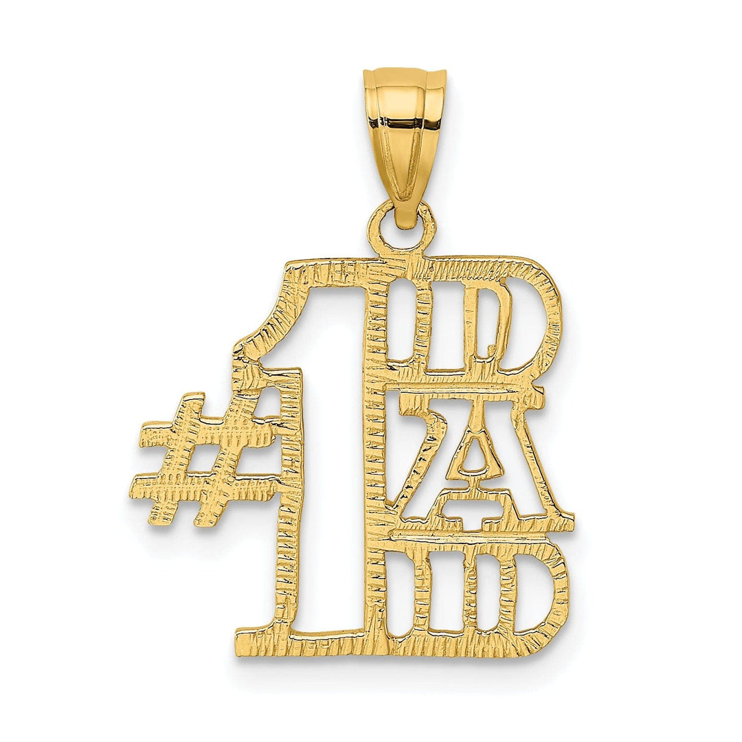 Lovely Rita's Pendants & Charms 14k Yellow Gold Textured Finish Vertical Script Design #1 DAD Charm Pendant
