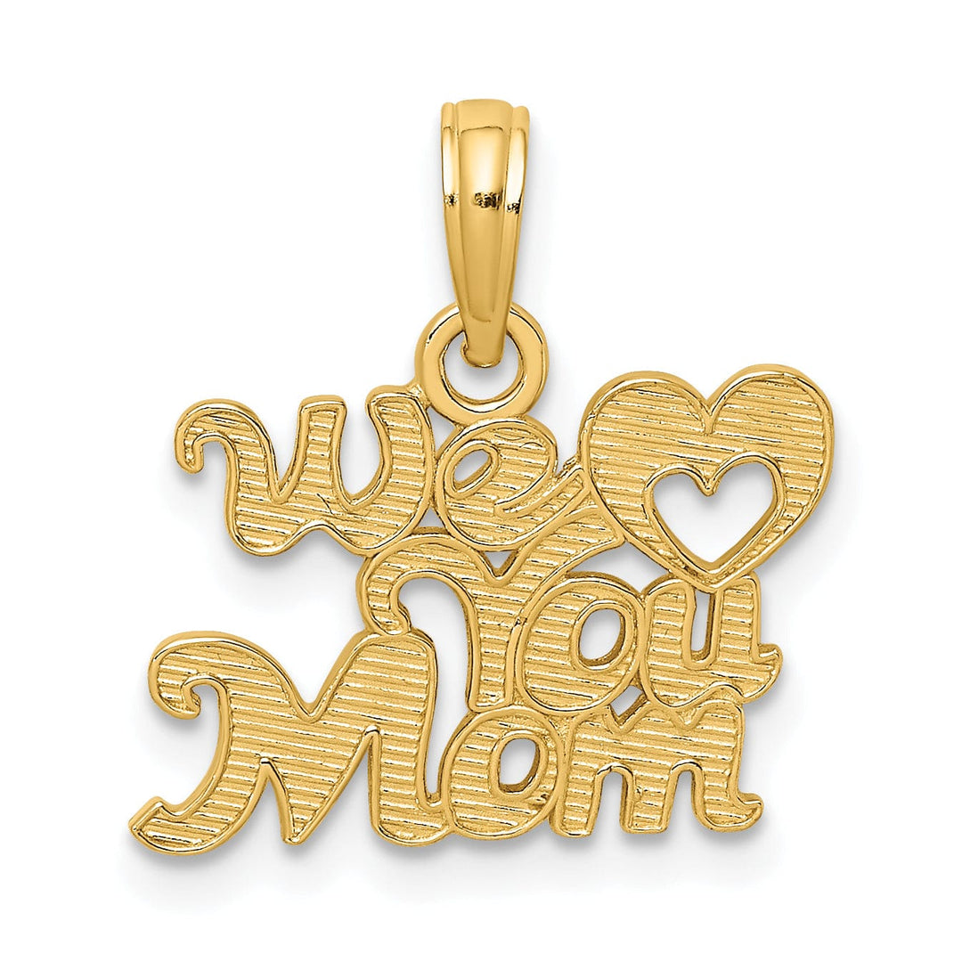 Lovely Rita's Pendants & Charms 14k Yellow Gold Textured Finish WE HEART YOU MOM with Heart Design Charm Pendant
