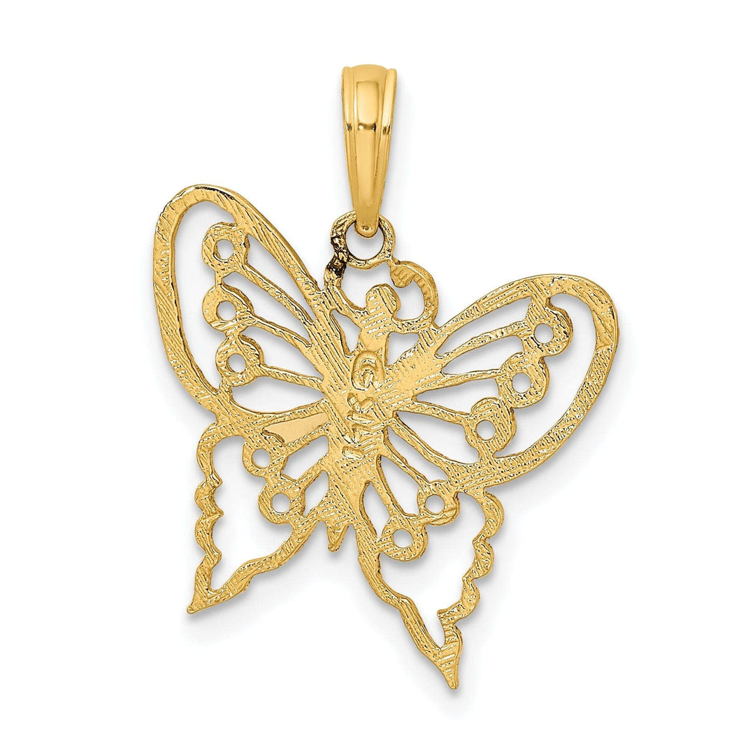 Lovely Rita's Pendants & Charms 14k Yellow Gold Textured Open Back Solid Polished Finish Cut-Out Butterfly Charm Pendant