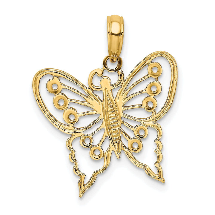 Lovely Rita's Pendants & Charms 14k Yellow Gold Textured Open Back Solid Polished Finish Cut-Out Butterfly Charm Pendant