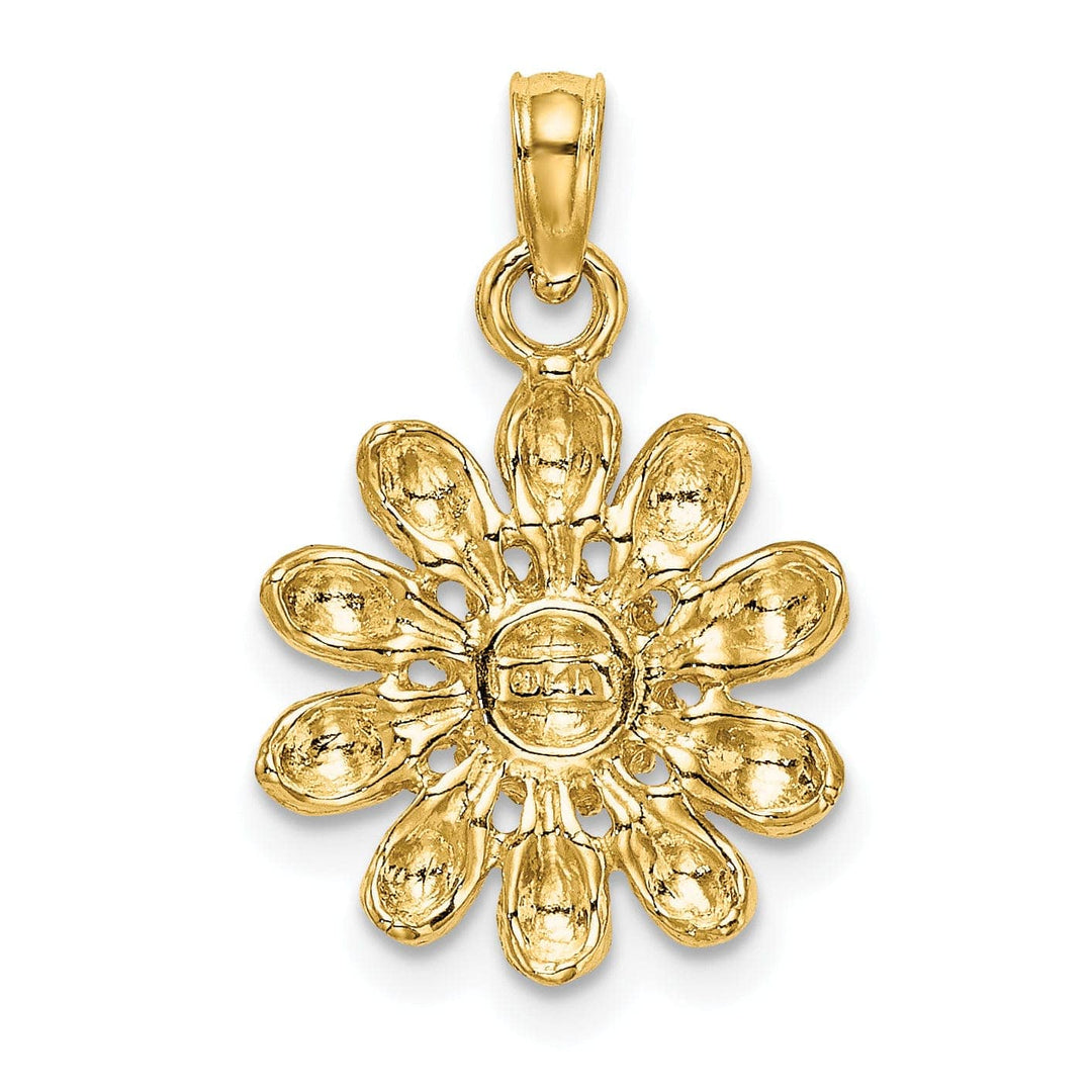 Lovely Rita's Pendants & Charms 14k Yellow Gold Textured Open Back Solid Polished Finish Sunflower Charm