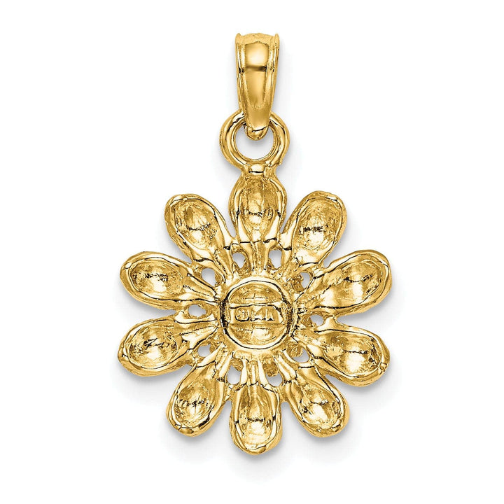Lovely Rita's Pendants & Charms 14k Yellow Gold Textured Open Back Solid Polished Finish Sunflower Charm