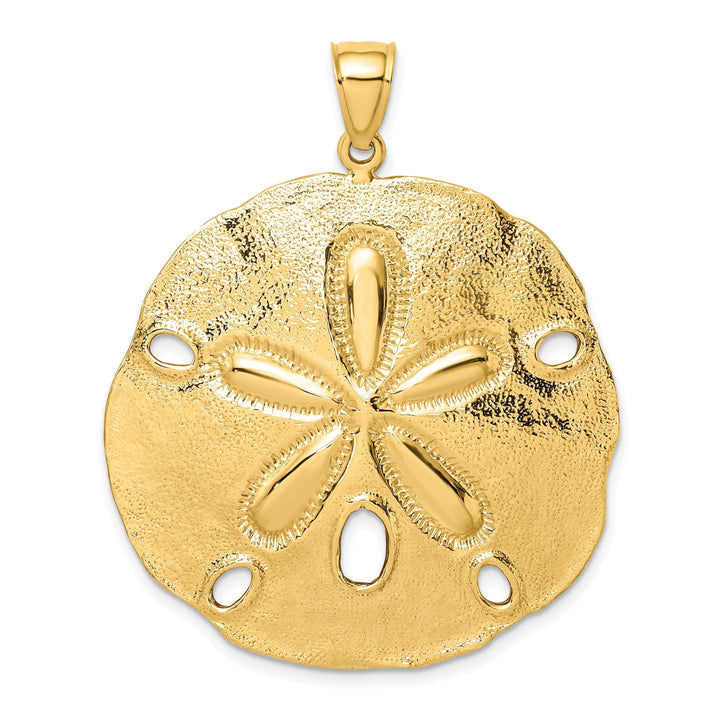 Lovely Rita's Pendants & Charms 14k Yellow Gold Textured Polish Finish Large Sand Dollar Charm Pendant