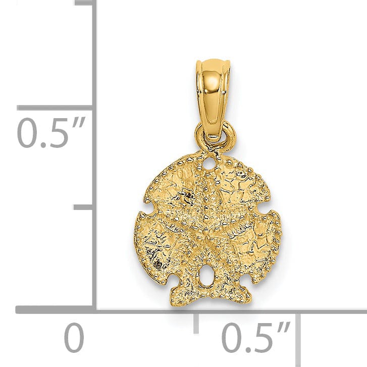 Lovely Rita's Pendants & Charms 14K Yellow Gold Textured Polish Finish Starfish on Sea Sand Dollar Beaded Design Charm Pendant