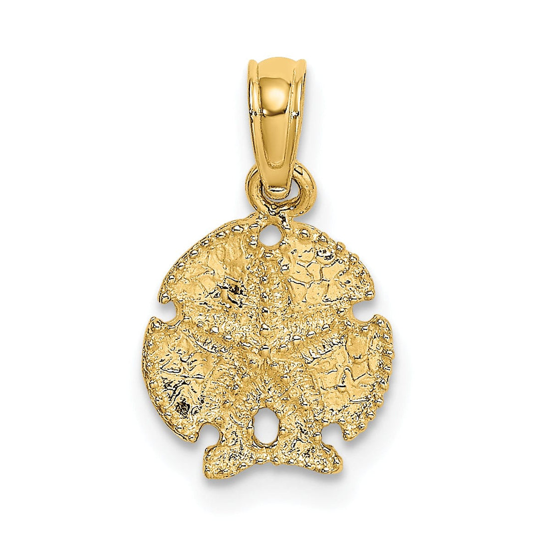 Lovely Rita's Pendants & Charms 14K Yellow Gold Textured Polish Finish Starfish on Sea Sand Dollar Beaded Design Charm Pendant