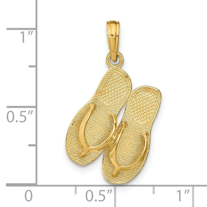 Lovely Rita's Pendants & Charms 14K Yellow Gold Textured Polished 3-Dimensional Saint THOMAS Reversible Flip Flop Sandles Charm Pendant