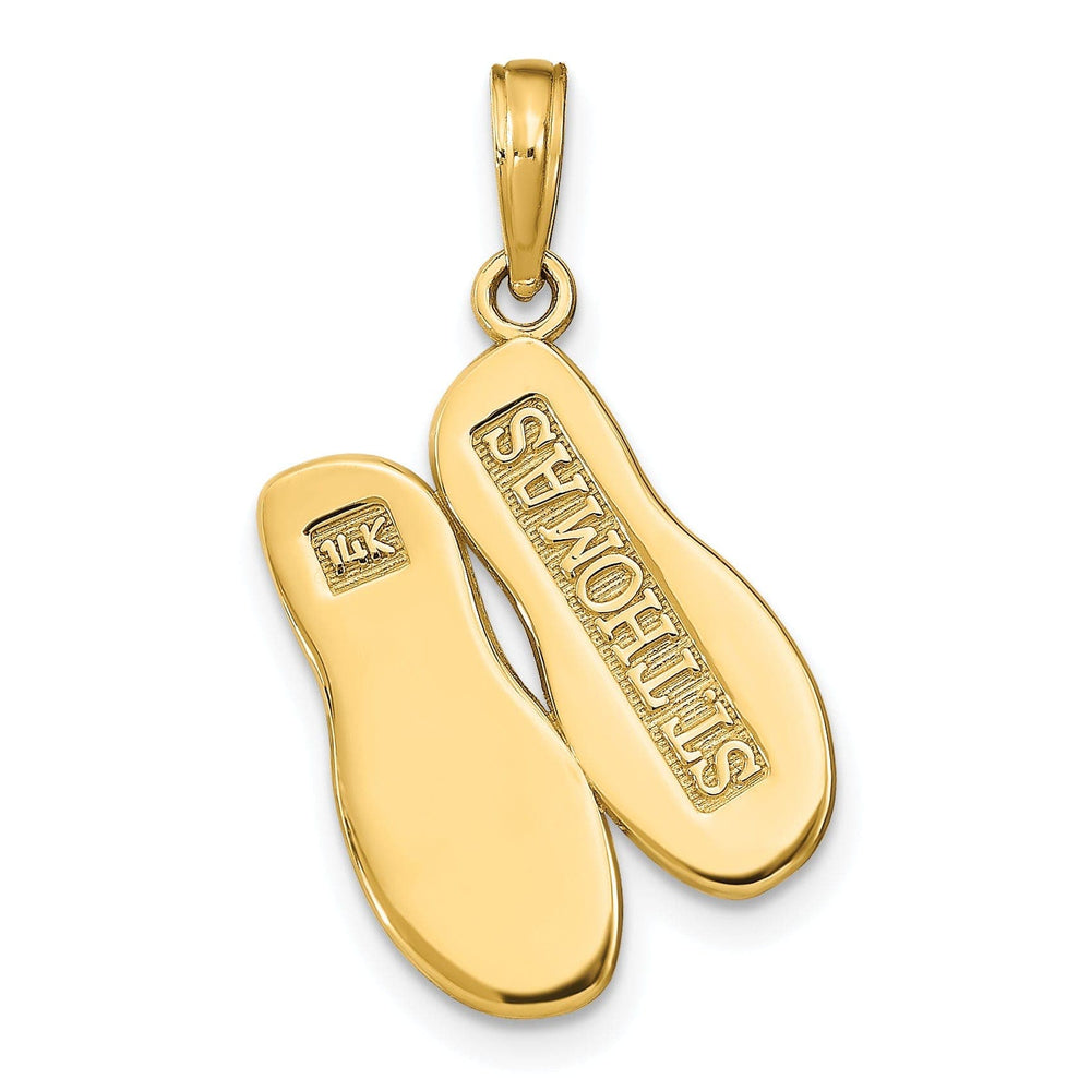 Lovely Rita's Pendants & Charms 14K Yellow Gold Textured Polished 3-Dimensional Saint THOMAS Reversible Flip Flop Sandles Charm Pendant