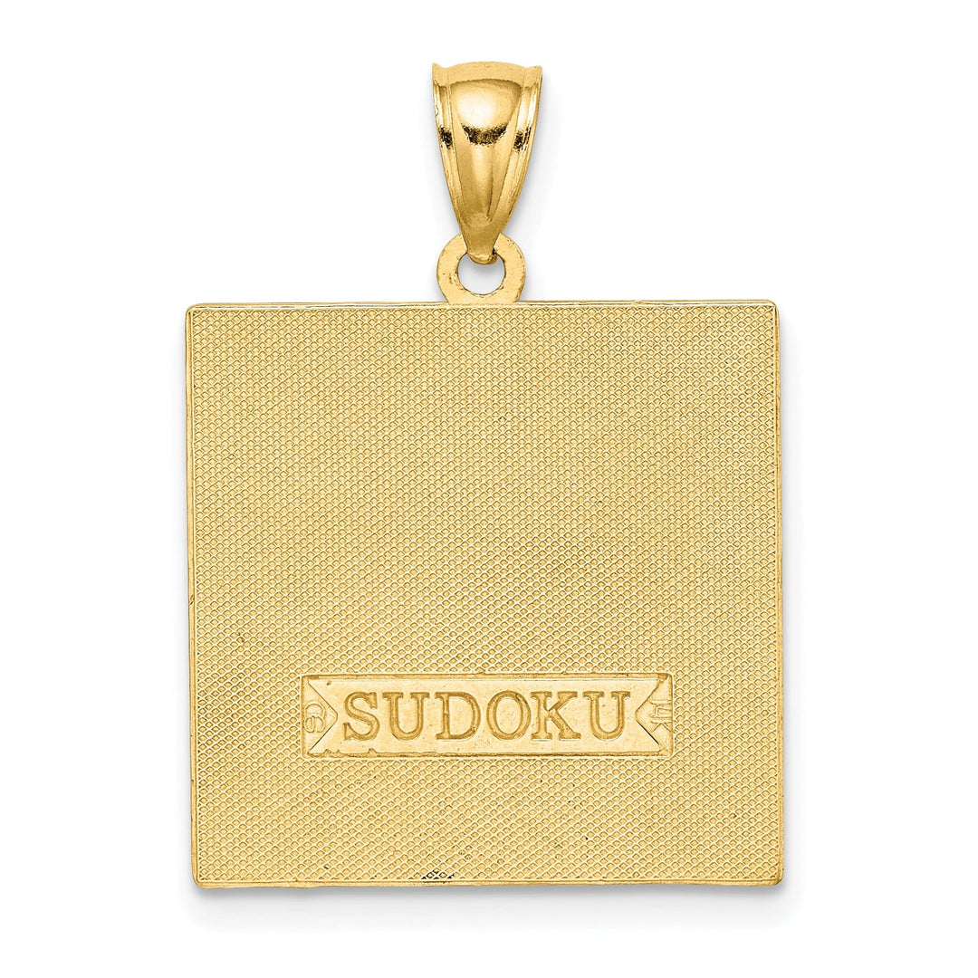 Lovely Rita's Pendants & Charms 14K Yellow Gold Textured Polished Antiqued Finish Sudoku Game Board Charm Pendant