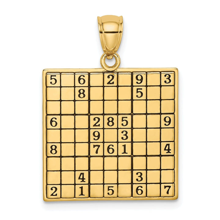 Lovely Rita's Pendants & Charms 14K Yellow Gold Textured Polished Antiqued Finish Sudoku Game Board Charm Pendant