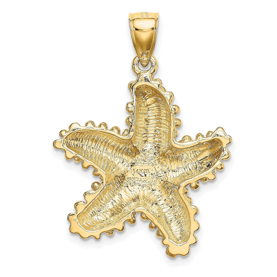Lovely Rita's Pendants & Charms 14K Yellow Gold Textured Polished Beaded Finish Starfish Charm Pendant