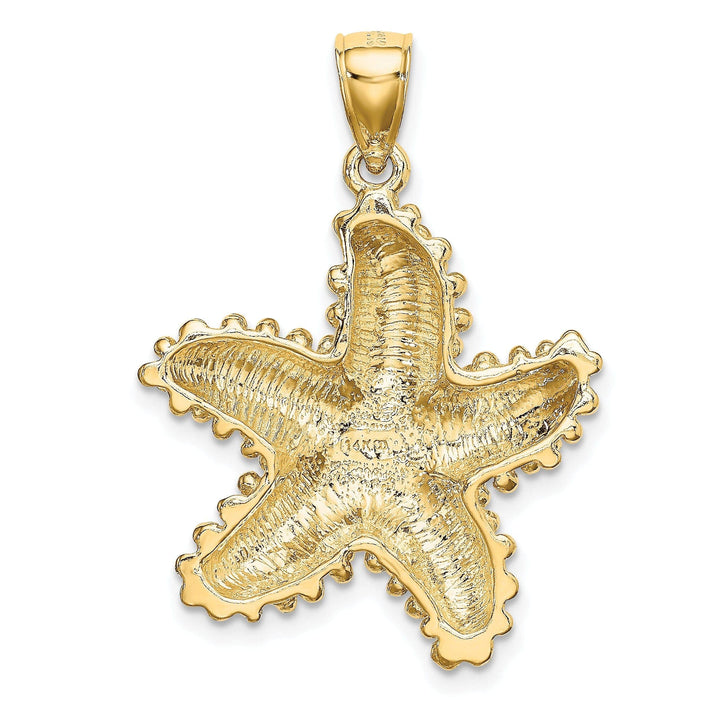 Lovely Rita's Pendants & Charms 14K Yellow Gold Textured Polished Beaded Finish Starfish Charm Pendant