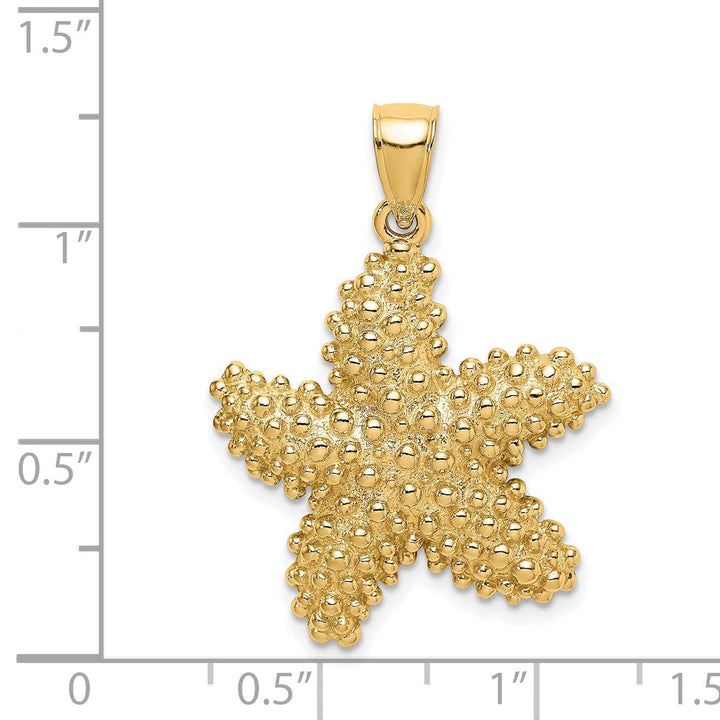 Lovely Rita's Pendants & Charms 14K Yellow Gold Textured Polished Beaded Finish Starfish Charm Pendant