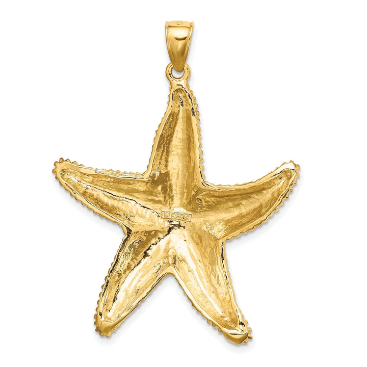 Lovely Rita's Pendants & Charms 14K Yellow Gold Textured Polished Beaded Starfish Pendant