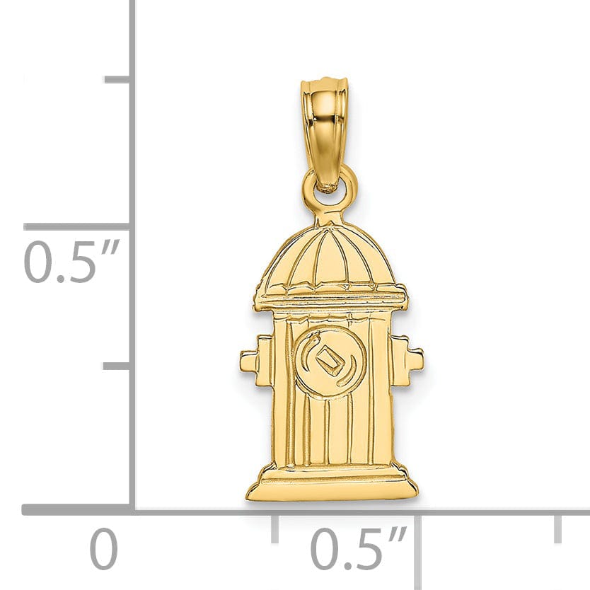 Lovely Rita's Pendants & Charms 14K Yellow Gold Textured Polished Engraved Finish Fire Hydrant Charm Pendant
