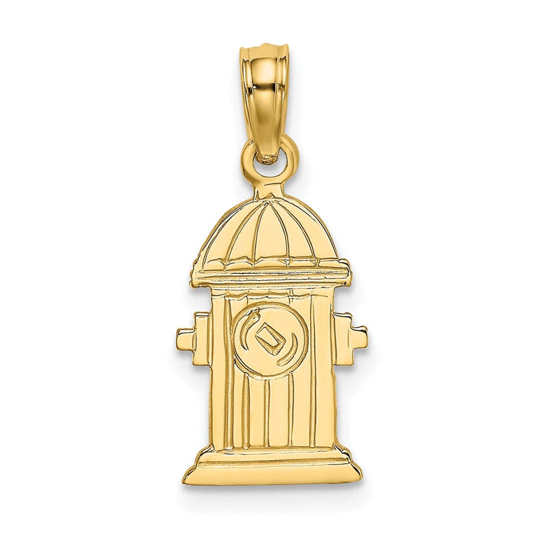 Lovely Rita's Pendants & Charms 14K Yellow Gold Textured Polished Engraved Finish Fire Hydrant Charm Pendant