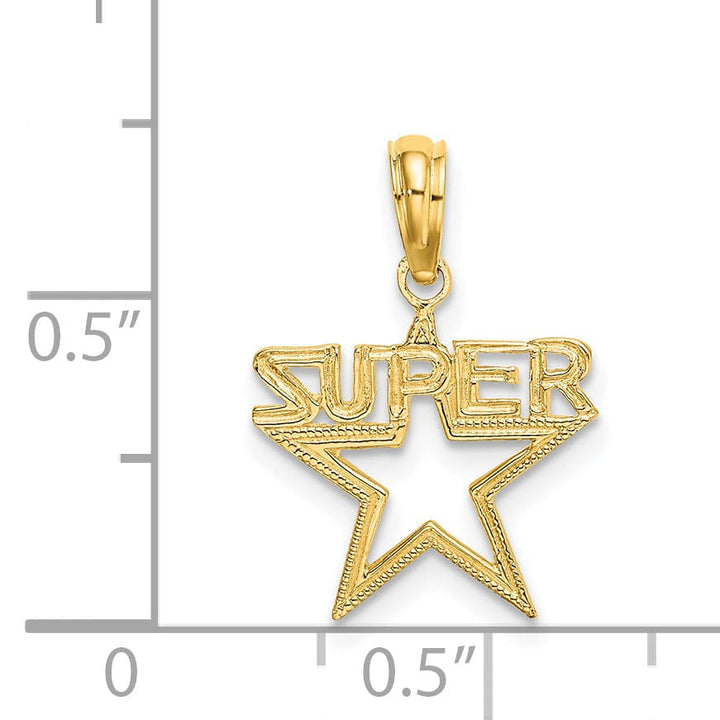 Lovely Rita's Pendants & Charms 14K Yellow Gold Textured Polished Finis SUPER Star Charm Design Pendant
