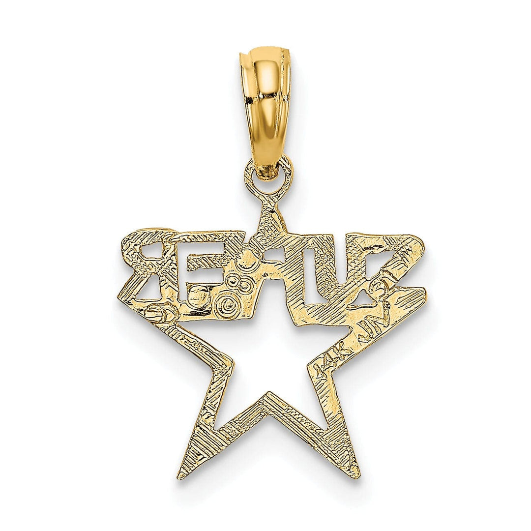 Lovely Rita's Pendants & Charms 14K Yellow Gold Textured Polished Finis SUPER Star Charm Design Pendant