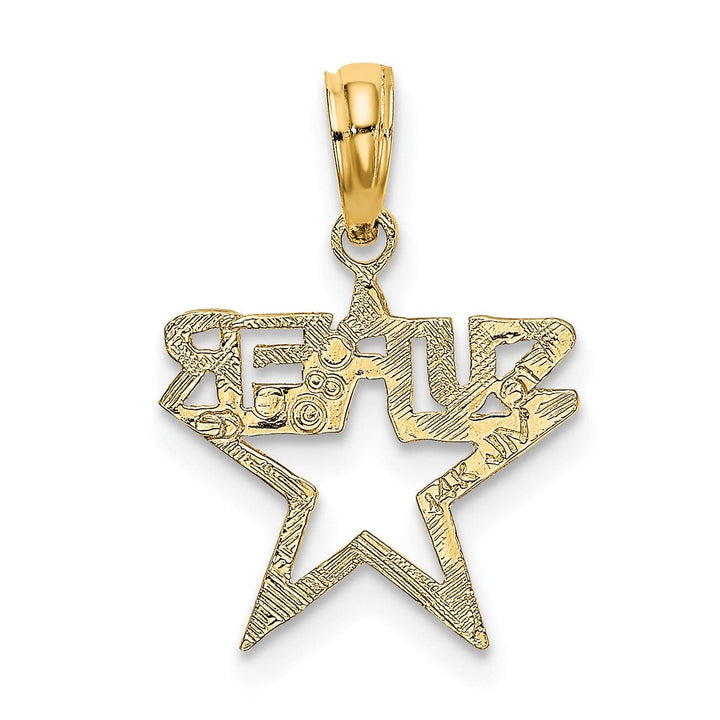 Lovely Rita's Pendants & Charms 14K Yellow Gold Textured Polished Finis SUPER Star Charm Design Pendant